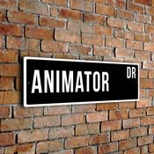 Animator Street Sign - Personalized Metal Road Signs, Gifts for Co-worker, Colleague Gift, Durable Heavy Duty plaque - 24-x-8-inches