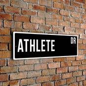 Athlete Street Sign - Personalized Metal Road Signs, Gifts for Co-worker, Colleague Gift, Durable Heavy Duty plaque - 12-x-4-inches