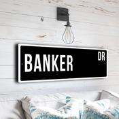 Banker Street Sign - Personalized Metal Road Signs, Gifts for Co-worker, Colleague Gift, Durable Heavy Duty plaque - 12-x-4-inches