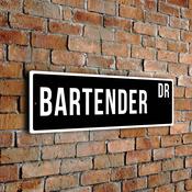 Bartender Street Sign - Personalized Metal Road Signs, Gifts for Co-worker, Colleague Gift, Durable Heavy Duty plaque - 20-x-6-inches