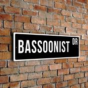 Bassoonist Street Sign - Personalized Metal Road Signs, Gifts for Co-worker, Colleague Gift, Durable Heavy Duty plaque - 20-x-6-inches