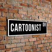 Cartoonist Street Sign - Personalized Metal Road Signs, Gifts for Co-worker, Colleague Gift, Durable Heavy Duty plaque - 12-x-4-inches
