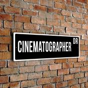 Cinematographer Street Sign - Personalized Metal Road Signs, Gifts for Co-worker, Colleague Gift, Durable Heavy Duty plaque - 12-x-4-inches
