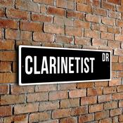 Clarinetist Street Sign - Personalized Metal Road Signs, Gifts for Co-worker, Colleague Gift, Durable Heavy Duty plaque - 12-x-4-inches