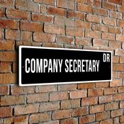 Company Secretary Street Sign - Personalized Metal Road Signs, Gifts for Co-worker, Colleague Gift, Durable Heavy Duty plaque - 12-x-4-inches