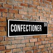 Confectioner Street Sign - Personalized Metal Road Signs, Gifts for Co-worker, Colleague Gift, Durable Heavy Duty plaque - 12-x-4-inches