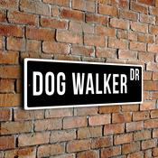 Dog Walker Street Sign - Personalized Metal Road Signs, Gifts for Co-worker, Colleague Gift, Durable Heavy Duty plaque - 20-x-6-inches