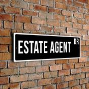 Estate Agent Street Sign - Personalized Metal Road Signs, Gifts for Co-worker, Colleague Gift, Durable Heavy Duty plaque - 20-x-6-inches