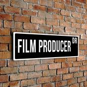 Film Producer Street Sign - Personalized Metal Road Signs, Gifts for Co-worker, Colleague Gift, Durable Heavy Duty plaque - 12-x-4-inches