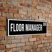 Floor Manager Street Sign - Personalized Metal Road Signs, Gifts for Co-worker, Colleague Gift, Durable Heavy Duty plaque - 24-x-8-inches