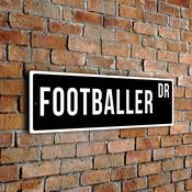 Footballer Street Sign - Personalized Metal Road Signs, Gifts for Co-worker, Colleague Gift, Durable Heavy Duty plaque - 20-x-6-inches
