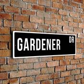 Gardener Street Sign - Personalized Metal Road Signs, Gifts for Co-worker, Colleague Gift, Durable Heavy Duty plaque - 20-x-6-inches