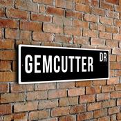 Gemcutter Street Sign - Personalized Metal Road Signs, Gifts for Co-worker, Colleague Gift, Durable Heavy Duty plaque - 24-x-8-inches