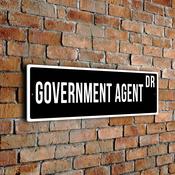 Government Agent Street Sign - Personalized Metal Road Signs, Gifts for Co-worker, Colleague Gift, Durable Heavy Duty plaque - 20-x-6-inches