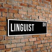 Linguist Street Sign - Personalized Metal Road Signs, Gifts for Co-worker, Colleague Gift, Durable Heavy Duty plaque - 24-x-8-inches