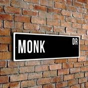 Monk Street Sign - Personalized Metal Road Signs, Gifts for Co-worker, Colleague Gift, Durable Heavy Duty plaque - 12-x-4-inches image