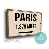 Personalized Paris Street Sign - Fully Custom with any Miles or KM, Bespoke City Name Plaque, Durable Travel Decor, Distance Wall Art - 36-x-24-inches / 