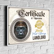 Fun Landlord Certificate Sign – Fun Co-worker award signs, gift for colleague, UV Protected Print, Durable Aluminum Composite, Indoor Outdoor Use, Easy Mount - 20-x-14-inches-2