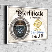 Fun Tea Lady Certificate Sign – Fun Co-worker award signs, gift for colleague, UV Protected Print, Durable Aluminum Composite, Indoor Outdoor Use, Easy Mount - 9-x-6-inches-2