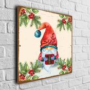 Christmas Gnome Sign – Vintage Decorative Wall Plaque, UV Protected Color Print, Durable Aluminum Composite, Indoor Outdoor Use - 12-x-12