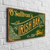 Personalized Irish Bar Sign – Handmade in Ireland, Celtic Lettering, Authentic Irish Gifts, Durable UV Protected Signs - 12-x-8