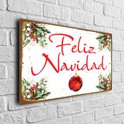 Feliz Navidad Christmas Sign – Vintage Aluminum Composite Wall Art, Full Color UV Protected Print, Indoor Outdoor Use, Easy Mount Pre-Drilled Holes - 9-x-6