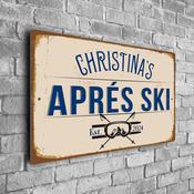 Custom Apres Ski Sign – Ski Decor, Weather Ready Aluminum Composite, Pre-Drilled Holes for Easy Mounting - 20-x-14-inches