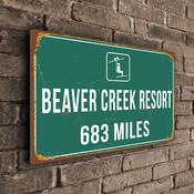 Beaver Creek Resort Ski Resort Distance Sign – Custom Ski Resort Distance Sign, Any Miles or KM, Full Color UV Protected Print - 12-x-8
