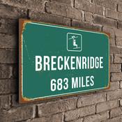 Breckenridge Ski Resort Distance Sign – Personalized Ski Resort Distance Sign, Miles or KM, UV Protected Full Color Print, Durable Aluminum Composite - 14-x-10