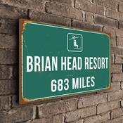 Brian Head Ski Resort Distance Sign – Custom Distance to Ski Resort Sign, Any Miles or KM, UV Protected Full Color Print, Weatherproof Aluminum Composite - 14-x-10