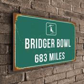 Bridger Bowl Ski Resort Distance Sign – Ski Resort Mileage Sign, Miles or Kilometers, Full Color UV Protected Print, Durable Aluminum Composite - 14-x-10