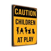 Children At Play Sign – Vintage Style Garden Sign, Full Color UV Protected Print, Durable Weatherproof Aluminum Composite, Indoor Outdoor Ready - 14-x-10