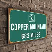 Copper Mountain Ski Resort Distance Sign – Ski Resort Distance Metal Sign, Any Miles or KM, Full Color UV Protected Print, Durable Aluminum Composite - 14-x-10