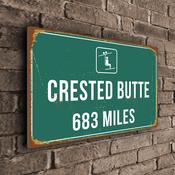 Crested Butte Ski Resort Distance Sign – Ski Resort Distance Metal Sign, Any Miles or KM, Full Color UV Print on Aluminum Composite, Great Ski Souvenir - 14-x-10