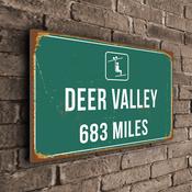Deer Valley Ski Resort Distance Sign – Ski Resort Mileage Sign, Miles or KM, Full Color UV Protected Print, Aluminum Composite - 12-x-8