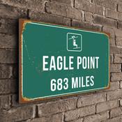 Eagle Point Ski Resort Distance Sign – Ski Resort Distance Metal Sign, Any Miles or KM, Full Color UV Protected Print, Durable Aluminum Composite - 14-x-10
