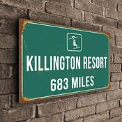 Killington Ski Resort Distance Sign – Personalized Ski Resort Distance Sign, Any Miles or KM, UV Protected Full Color Print - 12-x-8