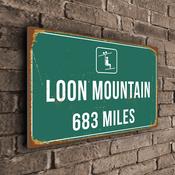 Loon Mountain Ski Resort Distance Sign – Custom Ski Resort Distance Sign, Any Miles or KM, Full Color UV Print on Aluminum Composite, Ski Gift Idea - 14-x-10