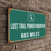 Lost Trail Powder Mountain Ski Resort Distance Sign – Ski Resort Mileage Sign, Any Miles or KM, Full Color UV Print, Weatherproof Aluminum Composite - 20-x-14-inches
