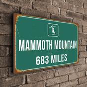 Mammoth Mountain Ski Resort Distance Sign – Custom Distance to Ski Resort Sign, Miles or KM, Full Color UV Protected Print, Aluminum Composite - 14-x-10