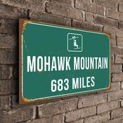 Mohawk Mountain Ski Resort Distance Sign – Custom Distance to Ski Resort Sign, Miles or KM, Full Color UV Protected Print, Aluminum Composite - 14-x-10