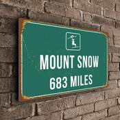 Mount Snow Ski Resort Distance Sign – Ski Resort Distance Metal Sign, Miles or Kilometers, Full Color UV Protected Print - 14-x-10 image