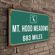 Mt Hood Meadows Ski Resort Distance Sign – Custom Distance to Ski Resort Sign, Any Miles or KM, Full Color UV Print, Durable Aluminum Composite - 14-x-10