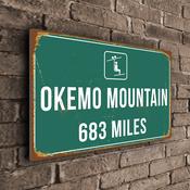 Okemo Mountain Ski Resort Distance Sign – Ski Resort Distance Metal Sign, Miles or Kilometers, UV Protected Full Color Print - 14-x-10