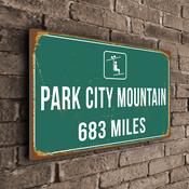 Park City Mountain Ski Resort Distance – Ski Resort Distance Metal Sign, Miles or KM, UV Protected Full Color Print, Weatherproof Aluminum Composite - 14-x-10