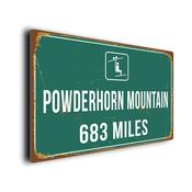 Powderhorn Mountain Ski Resort Distance Sign – Ski Resort Directional Distance Sign, Custom KM or Miles, UV Protected Full Color Print - 14-x-10