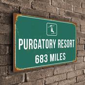 Purgatory Mountain Ski Resort Distance Sign – Ski Resort Distance Metal Sign, Custom KM or Miles, UV Protected Full Color Print, Aluminum Composite - 12-x-8