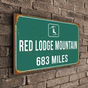 Red Lodge Mountain Ski Resort Distance Sign – Custom Distance to Ski Resort Sign, Custom Miles or KM, UV Protected Full Color Print - 14-x-10