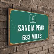 Sandia Peak Ski Resort Distance Sign – Personalized Ski Resort Distance Sign, Custom Miles or KM, UV Protected Full Color Print - 20-x-14-inches