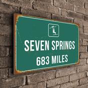 Seven Springs Ski Resort Distance Sign – Personalized Ski Resort Distance Sign, Custom KM or Miles, UV Protected Full Color Print - 14-x-10